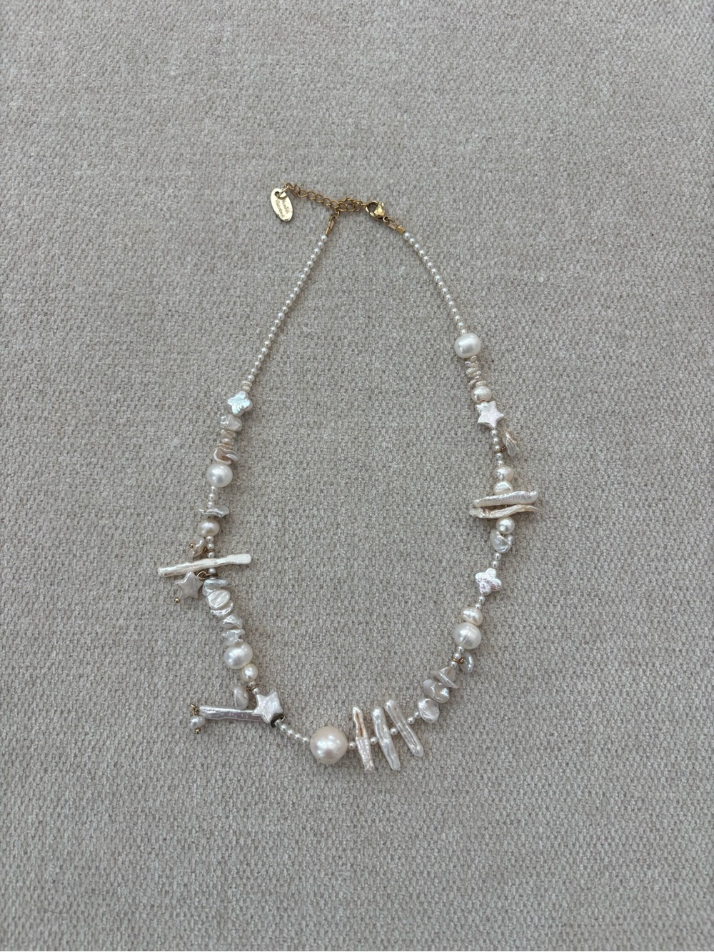 Free People White Beaded Shell Pendant Necklace